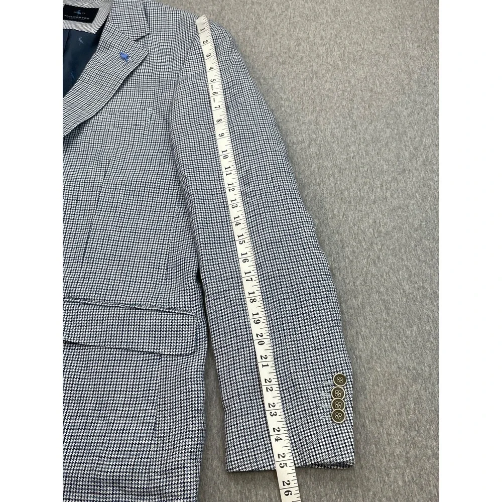 Tailorbyrd Blazer Mens 40R Micro Houndstooth 100% Linen 2-Button Single Breast